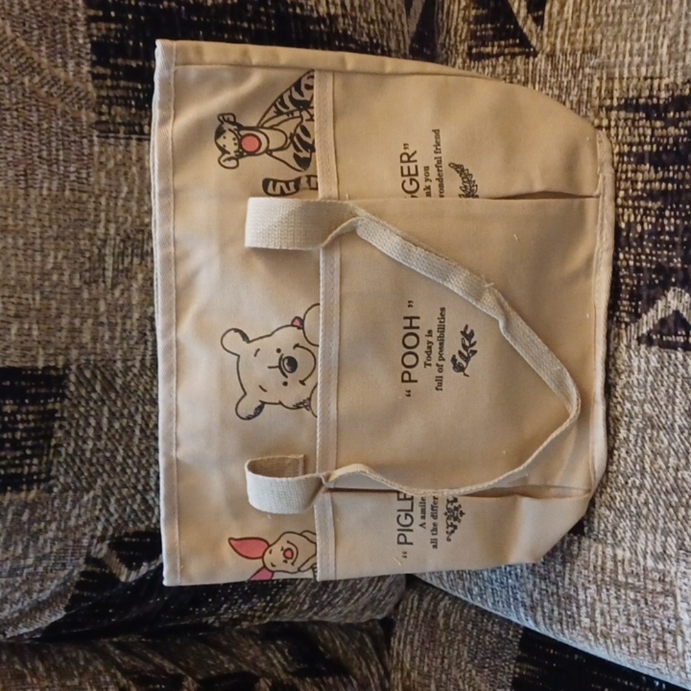 4/$40 New Winnie the Pooh Canvas Handbag/Zippered Tote